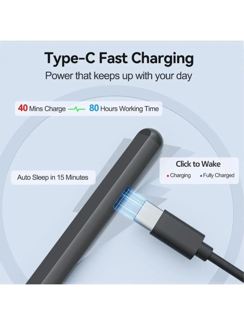 Stylus Pen for Surface Devices - 4096 Pressure Sensitivity, Magnetic, Grey Color